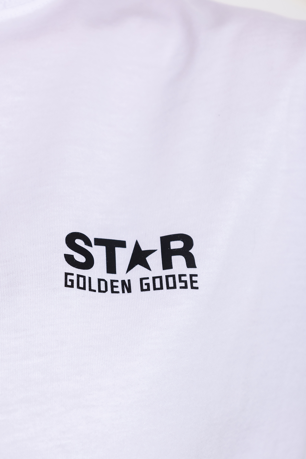 Golden Goose★ロゴ リネン Tシャツ Tシャツ（ホワイト） メンズ フロント：スター（ダークブルー）